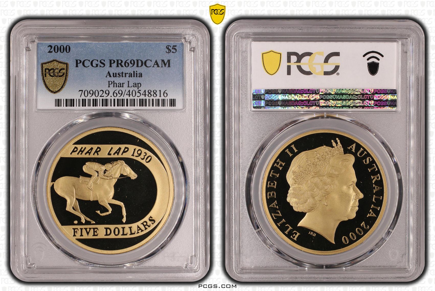 Phar Lap, Five Dollar, 2000, PCGS PR69DCAM