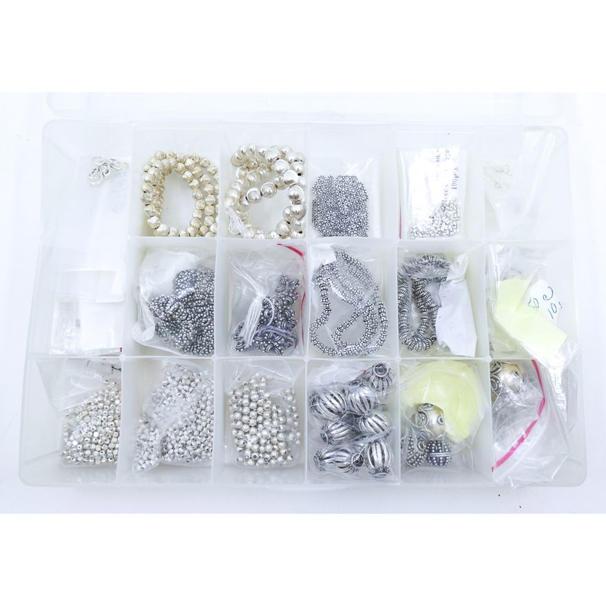 Tote of Silver Hand Made Beads and Fittings