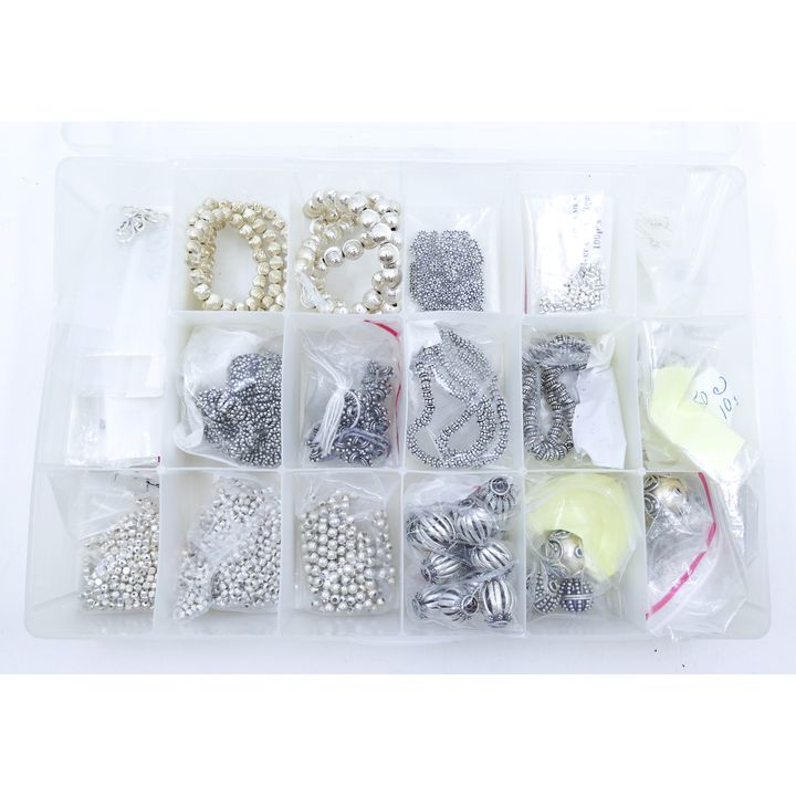 Tote of Silver Hand Made Beads and Fittings