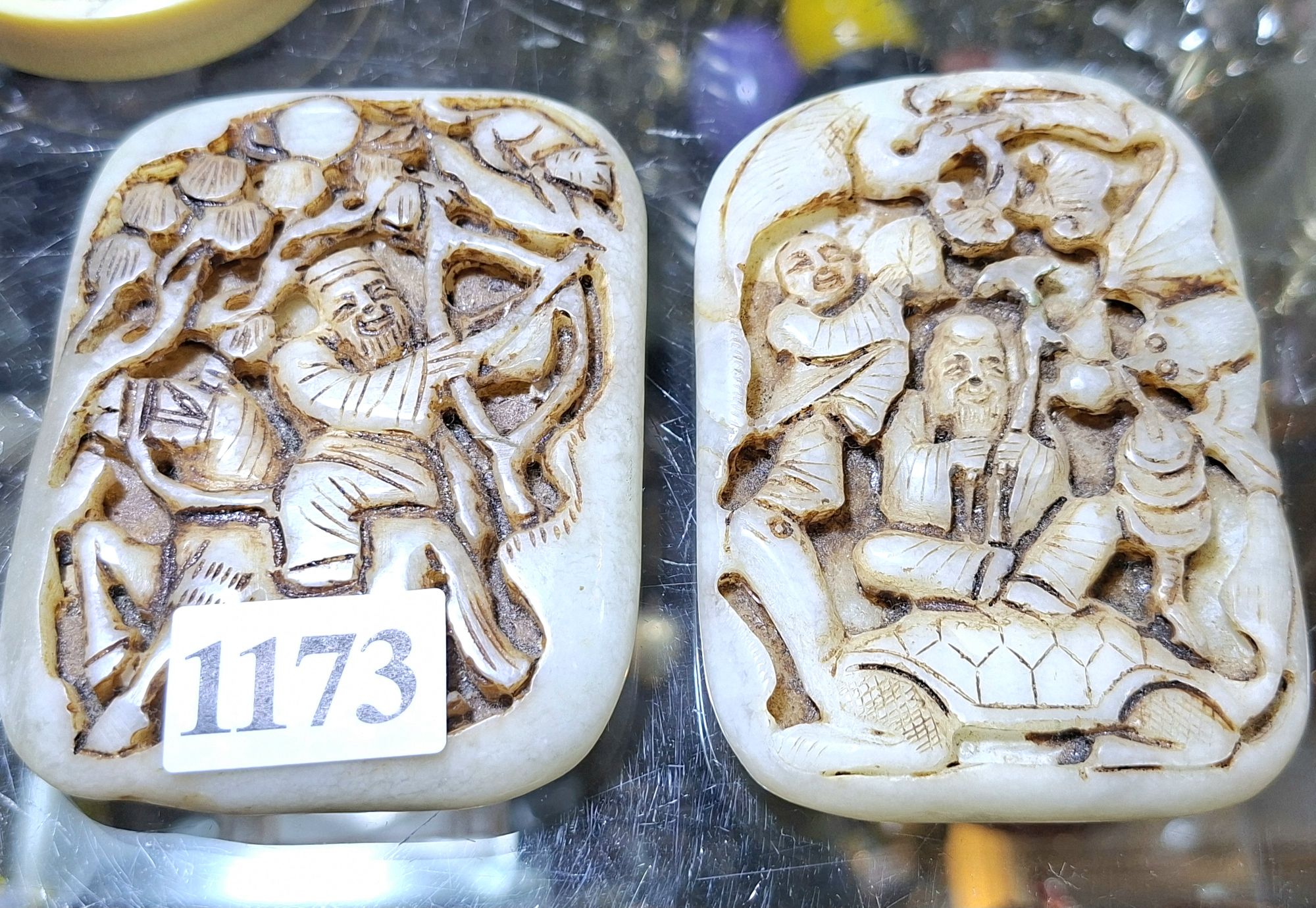 1173 · CHINESE CARVED STONE PLAQUES