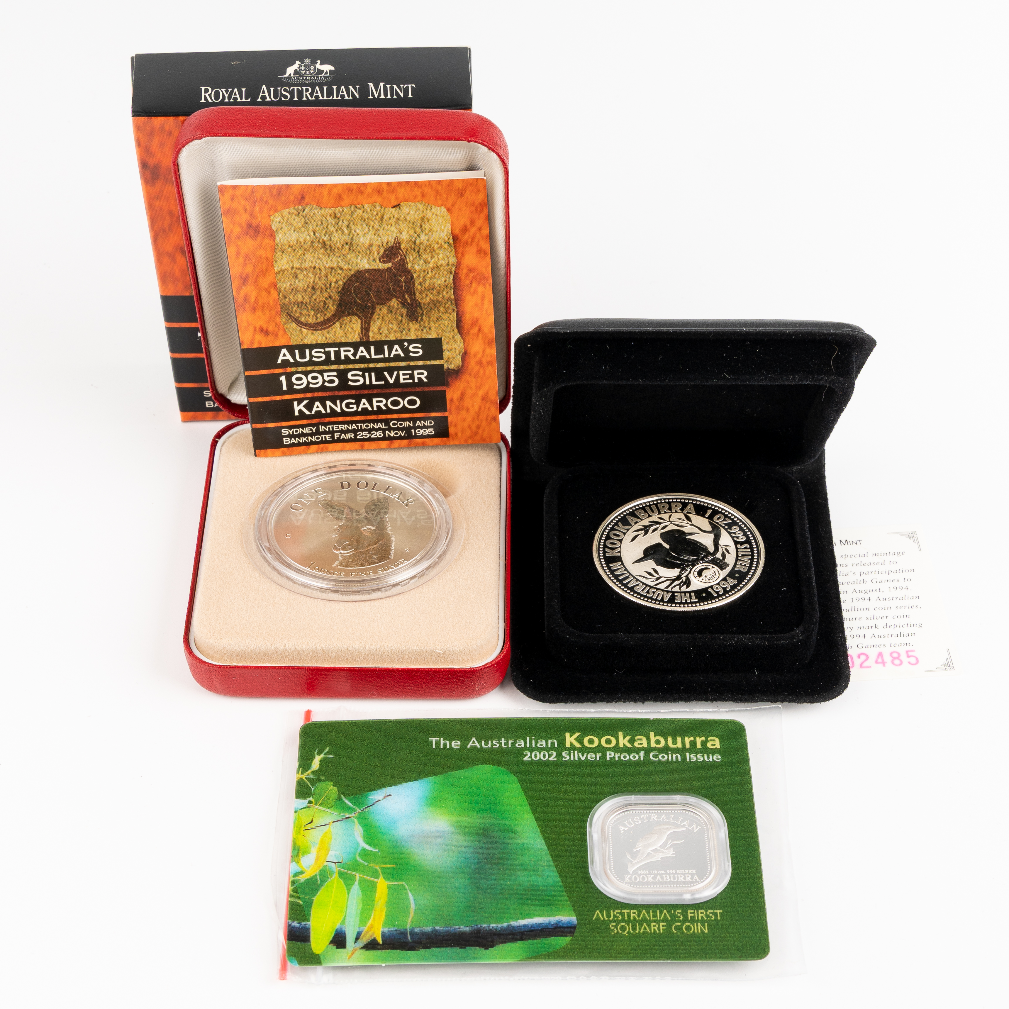 335 · Elizabeth II, RAM / Perth Mint - Kangaroo & Kookaburra, Fifty Cents - One Dollar, 1994 - 2002, FDC