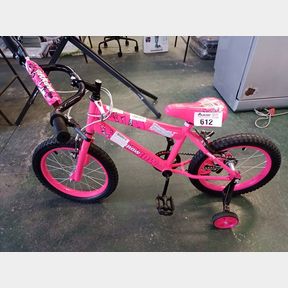 KIDS 16 BICYCLE BMX WITH TRAINER WHEELS - PINK