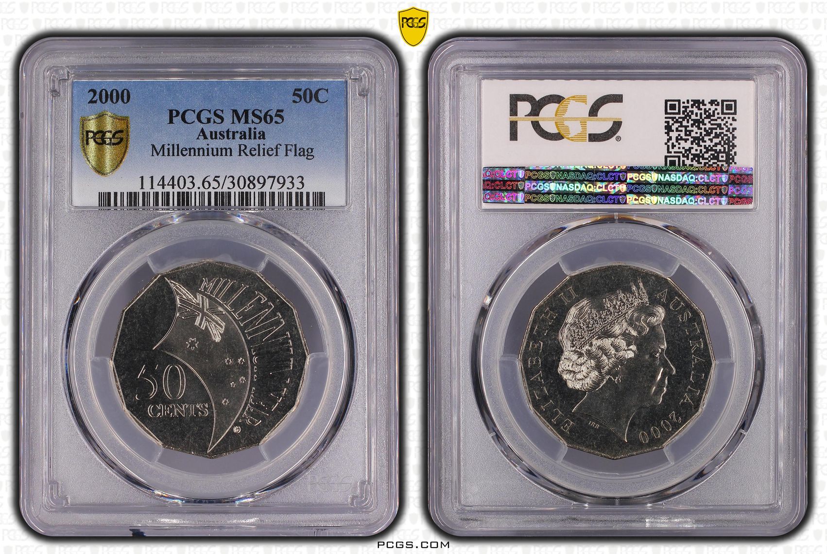 Elizabeth II, Millennium Relief Flag, Fifty Cent, 2000, PCGS MS65
