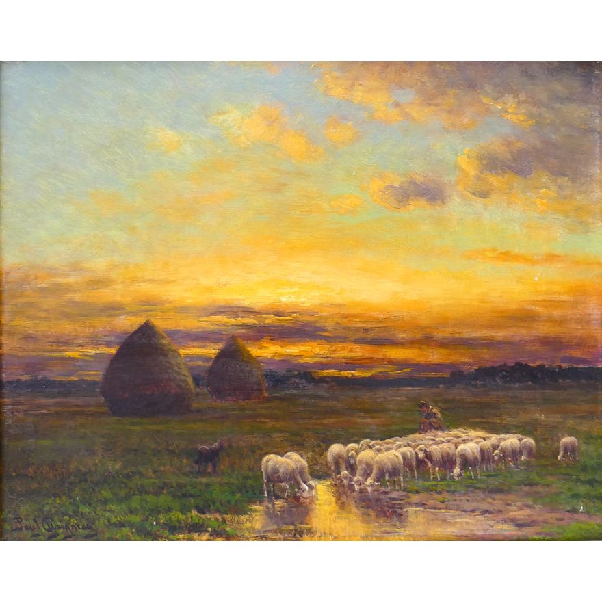 Paul Chaigneau (1879-1938 France) 'Soleil Couchant (Sunset)' Oil on Canvas