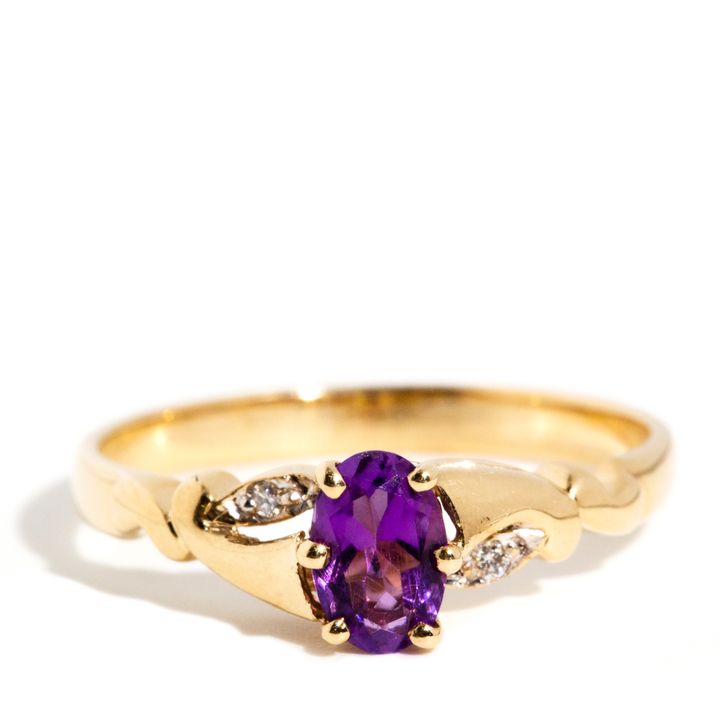 Amethyst & Diamond 9ct Gold Ring,