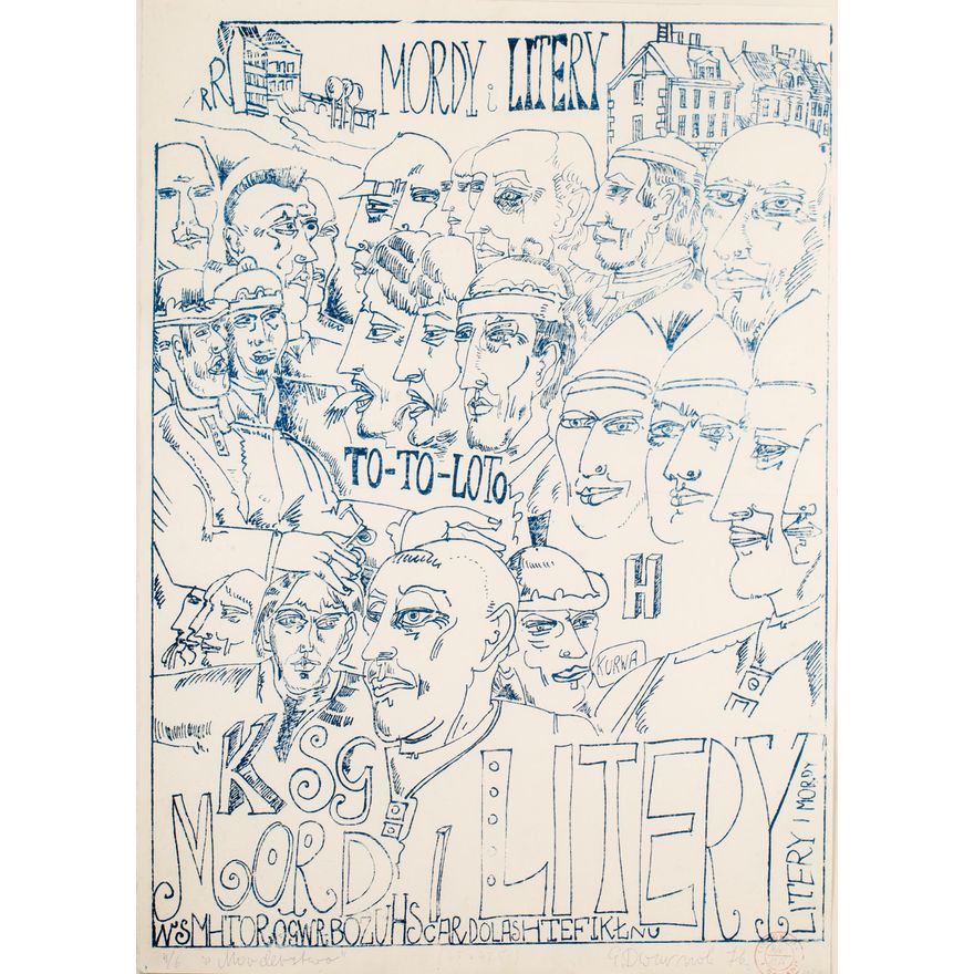 Edward Dwurnik | Mordy i litery, 1976