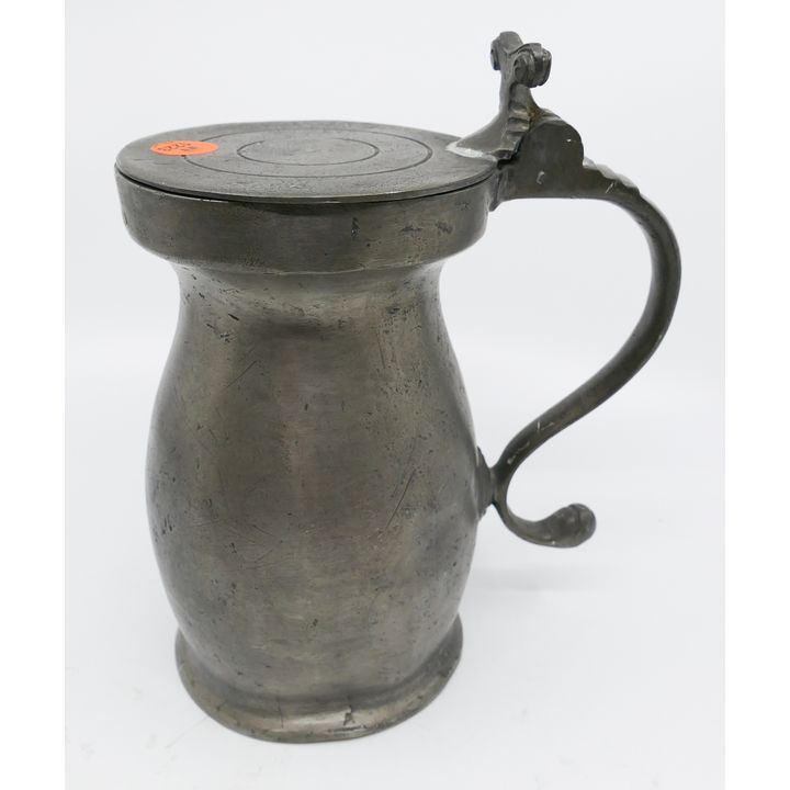17th Century Beefeater Pewter Covered Tankard- 8.5''