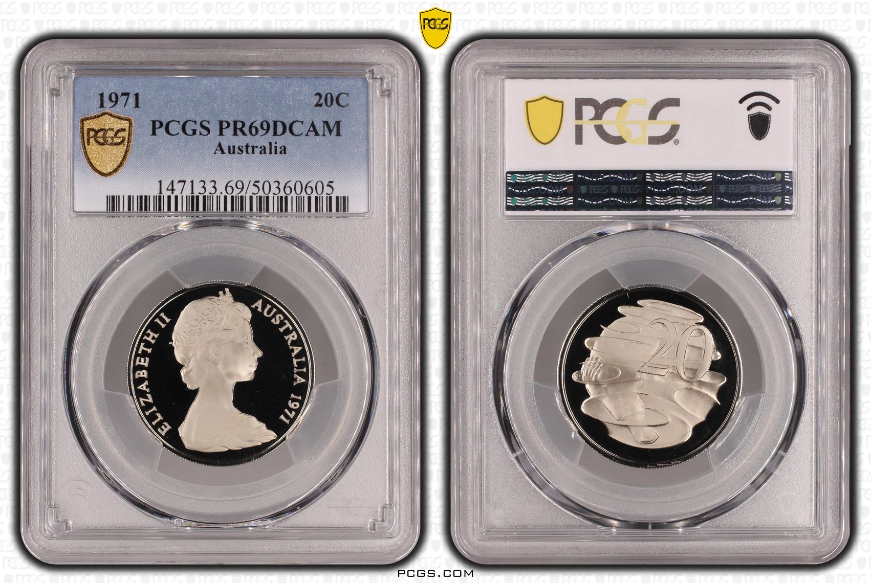 Twenty Cent, 1971, PCGS PR69DCAM