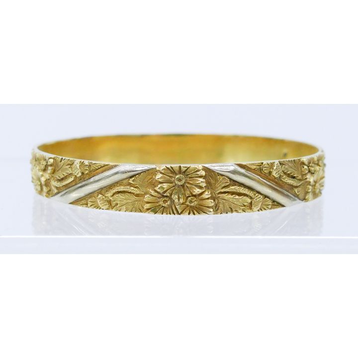 Antique French 18k Floral Bangle Bracelet