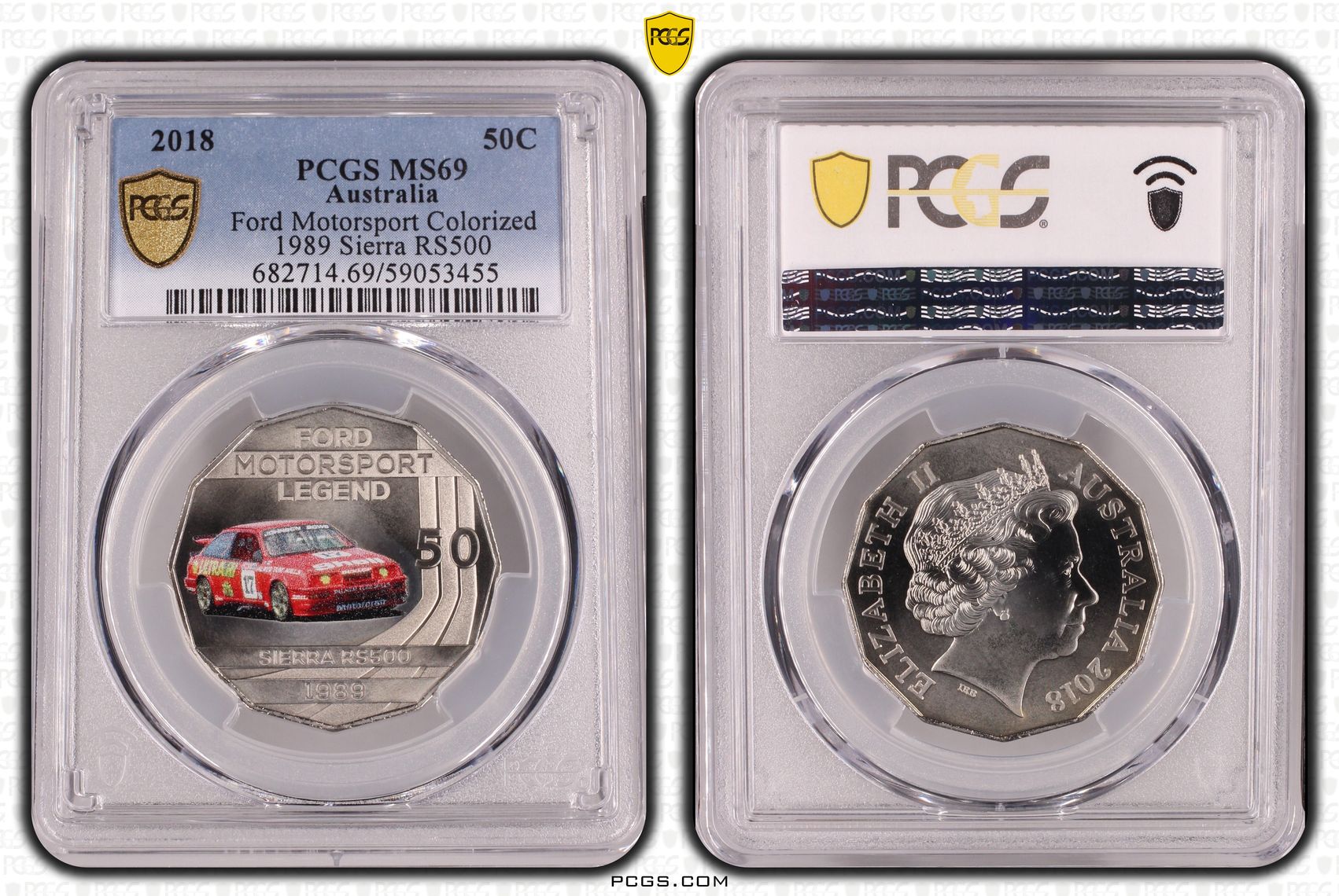 Ford Motorsport Colorized - 1989 Sierra RS500, Fifty Cent, 2018, PCGS MS69