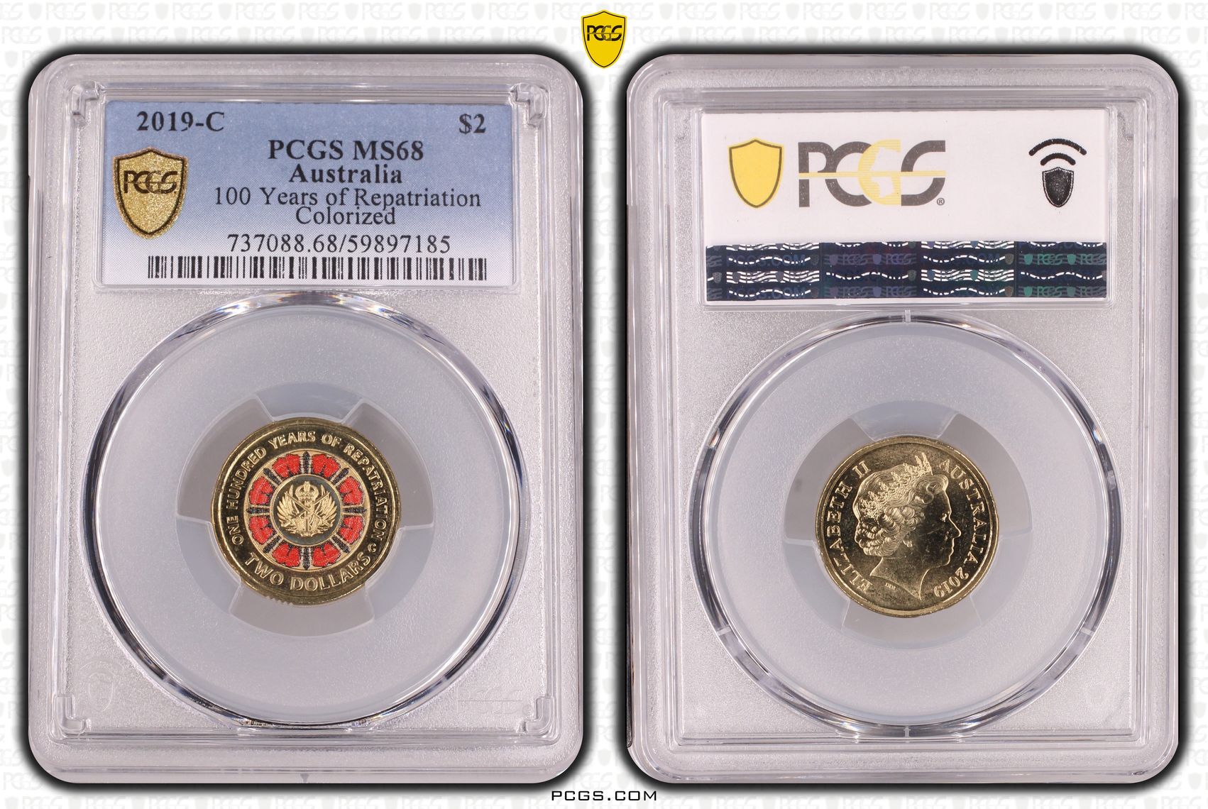 100 Years of Repatriation Colorized, Two Dollar, 2019-C, PCGS MS68