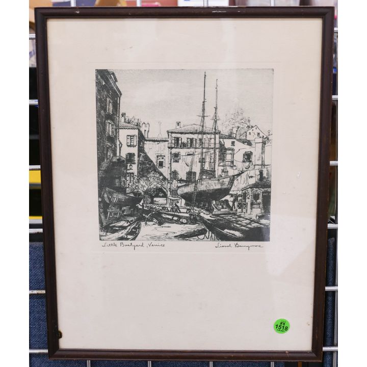 Lionel Barrymore 'Little Boat Yard Venice' Framed Print- 16x13''