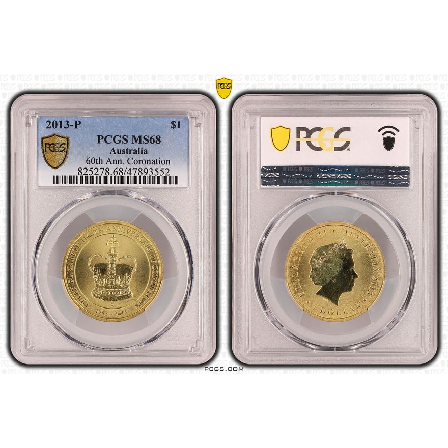 60th Ann. Coronation, One Dollar, 2013-P, PCGS MS 68
