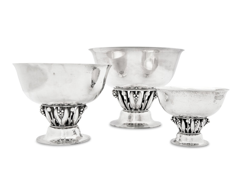 A Set of Three Georg Jensen Silver Bowls