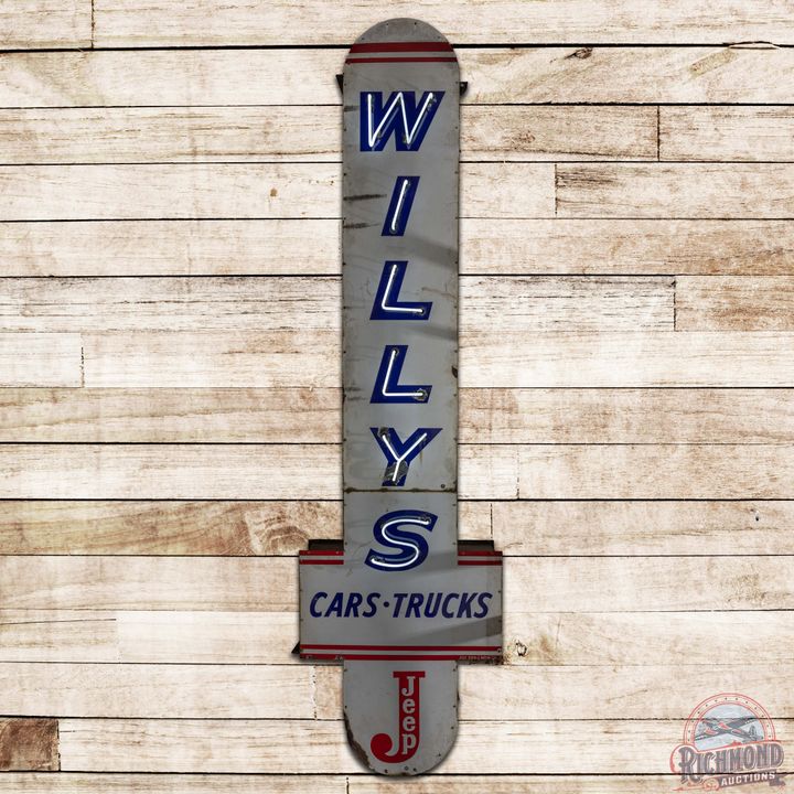 Willys Cars Trucks Jeep 13' Vertical DS Porcelain Neon Sign