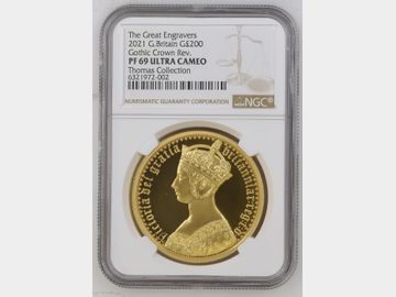 2022 THE GREAT ENGRAVERS 'GOTHIC PORTRAIT' GOLD 2OZ PROOF 200 POUND PF69 UCAM (THOMAS COLLECTION)