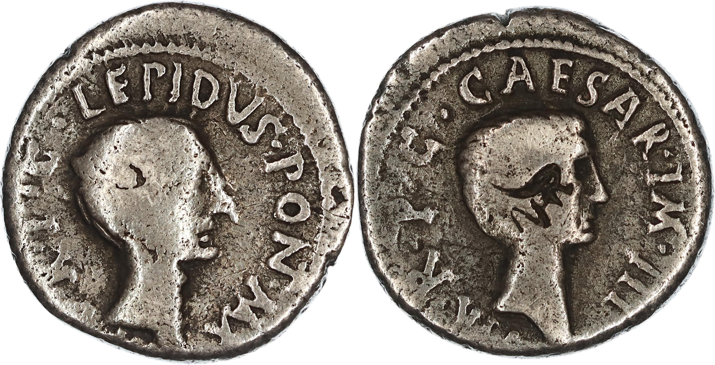 Roman Republic, Imperatorial Period, M. Aemilius M.f. Q.n. Lepidus, Silver Denarius, 42 BC, Fair