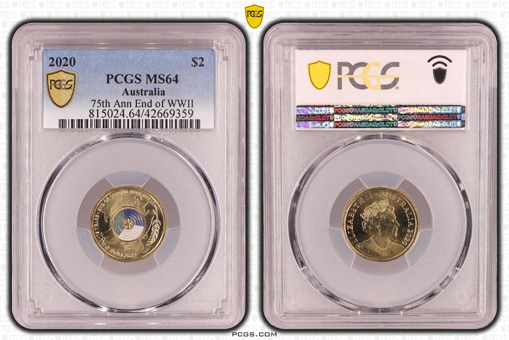 Elizabeth II, 75th Ann End of WWII, Two Dollar, 2020, PCGS MS64