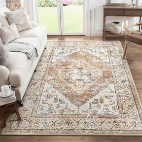 4 X 6 LAHOME BOHO AREA RUG FOR LIVING ROOM - 4X6 RUG WASHABLE NON-SLIP THROW BEDROOM RUG LIGHTWEIGHT NON-SHEDDING LARGE KITCHEN RU