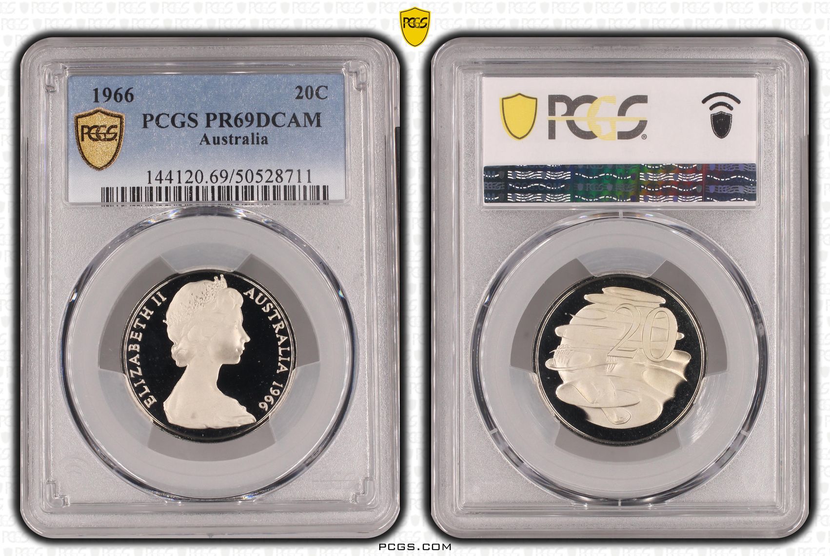 Twenty Cent, 1966, PCGS PR69DCAM