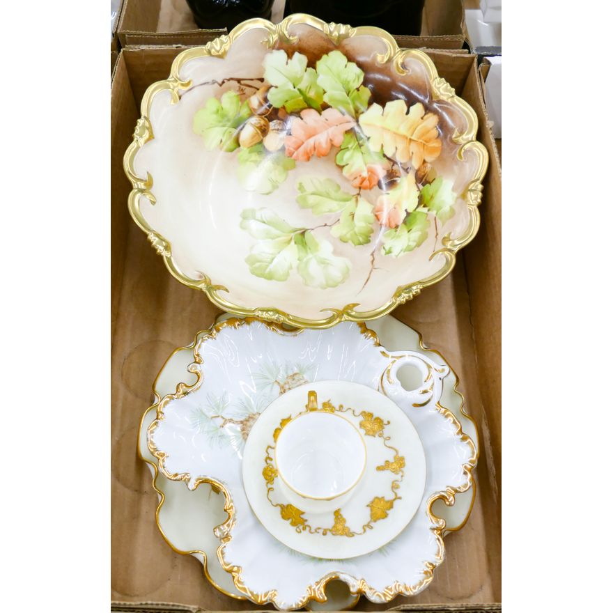 Box Gilt Rimmed Porcelain Bowl Etc.