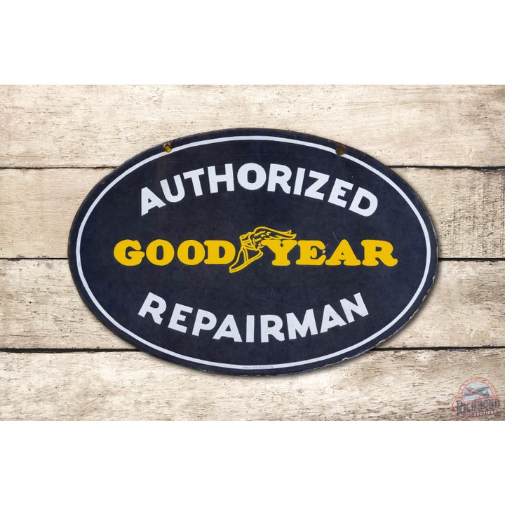 Goodyear Authorized Repairman Porcelain Sign TAC 6.9