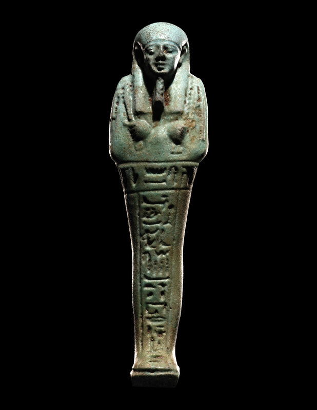 An Egyptian Faience Ushabti for Horoudja
Height 5 inches (13 cm).
