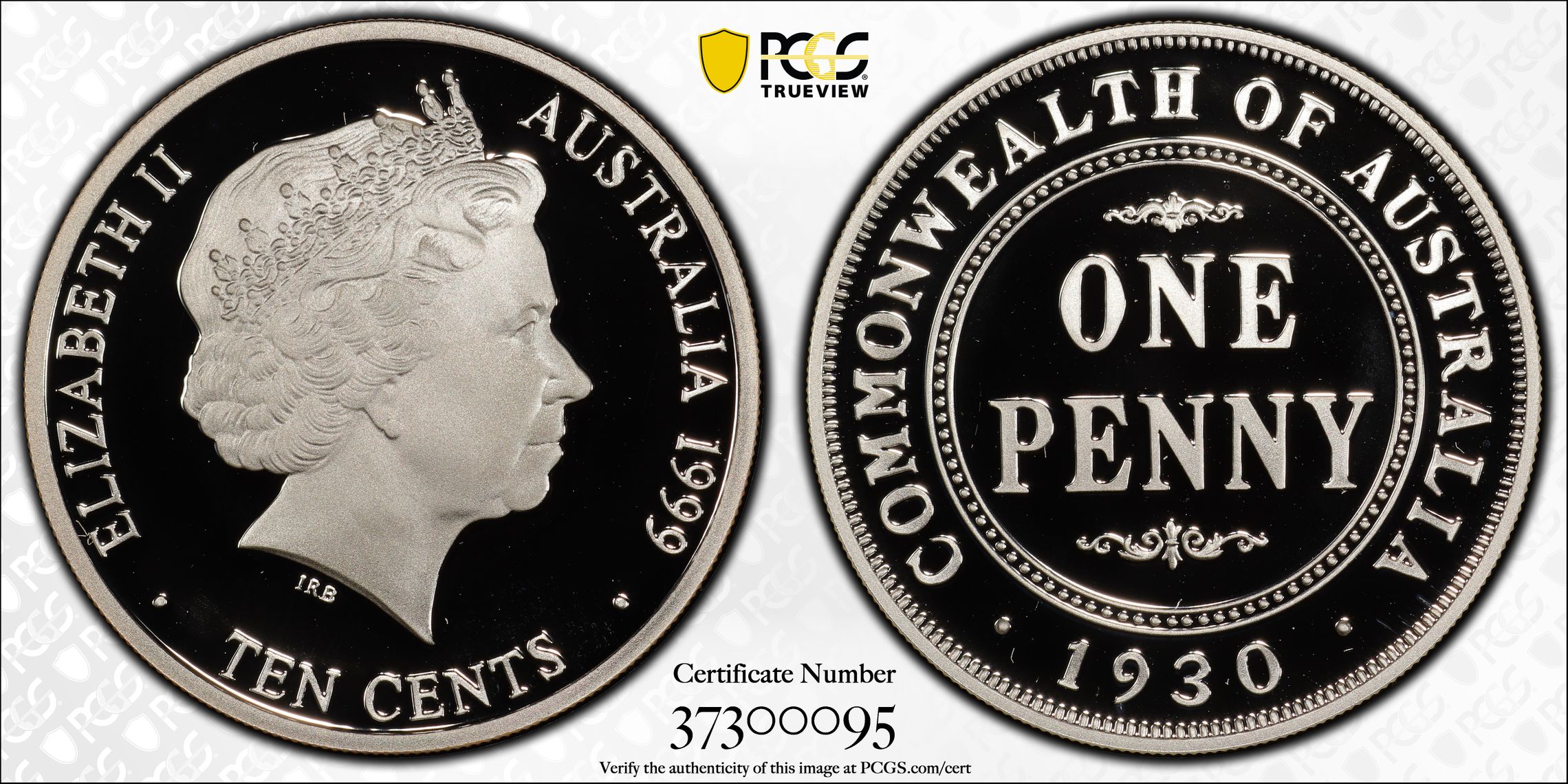 1999 Australia Ten Cent, 10c 1930 1d Ag PCGS - PR69DCAM -095