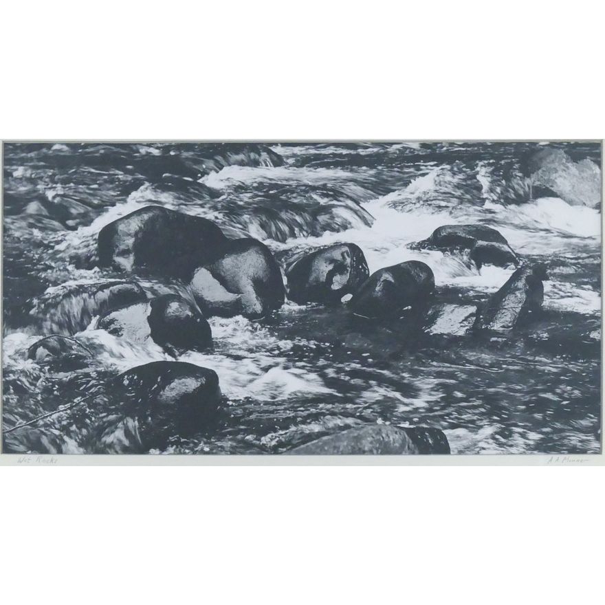 Al Monner ''Wet Rocks'' 1954 Silver Gelatin Photograph Matted