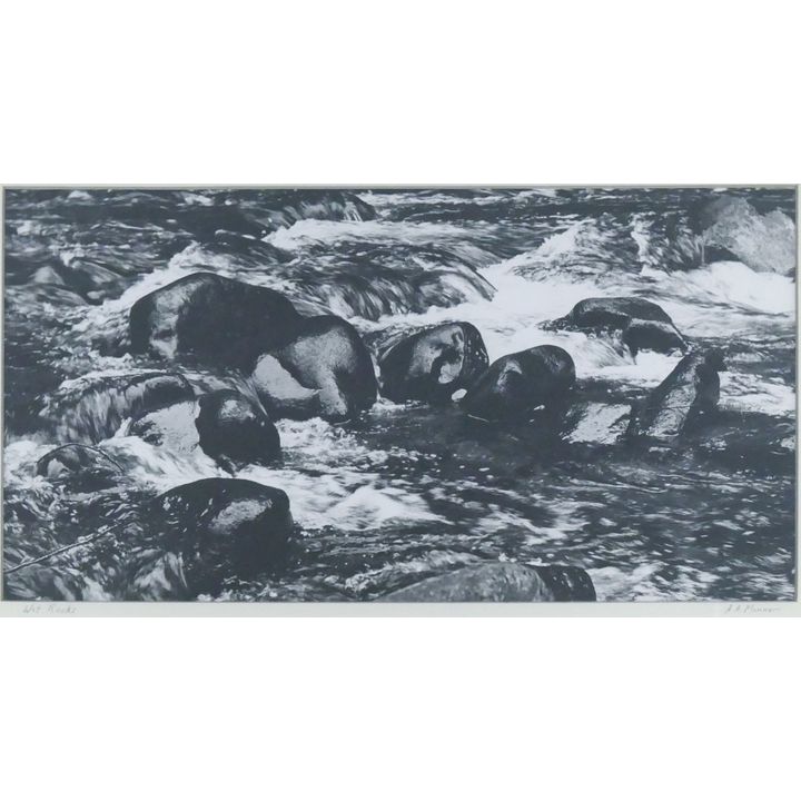Al Monner ''Wet Rocks'' 1954 Silver Gelatin Photograph Matted