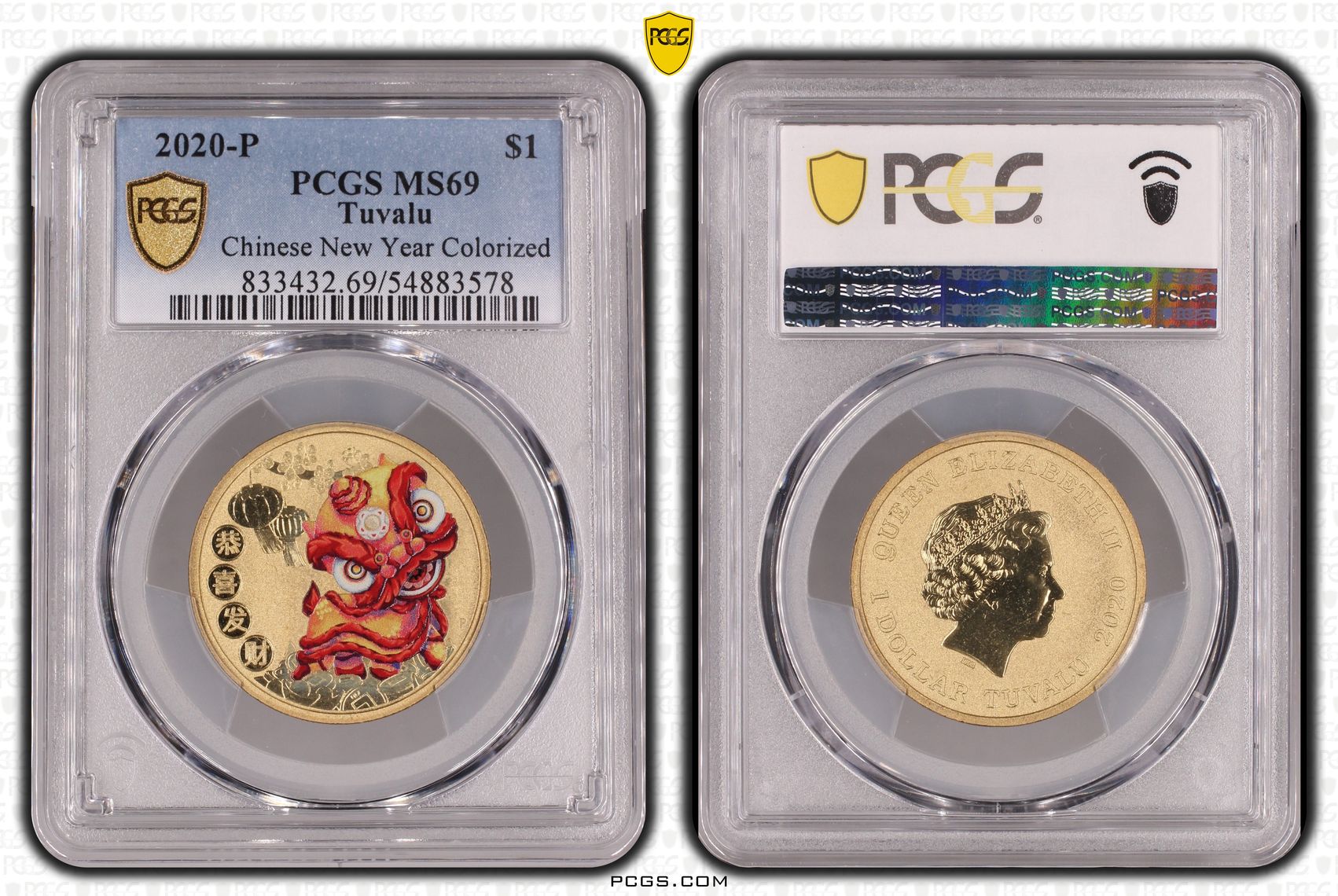 Tuvalu, Chinese New Year Colorized, POP 9/0, One Dollar, 2020-P, PCGS MS69