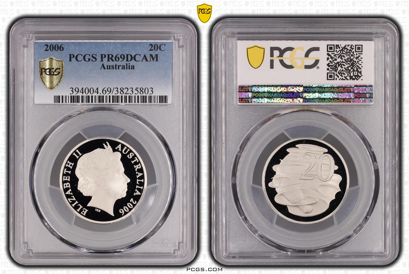 Elizabeth II, Small SD, Twenty Cent, 2006, PCGS PR69DCAM