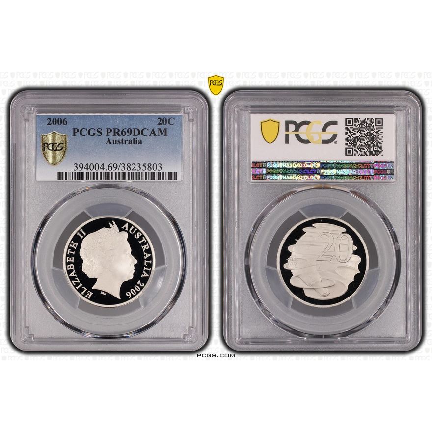 Elizabeth II, Small SD, Twenty Cent, 2006, PCGS PR69DCAM
