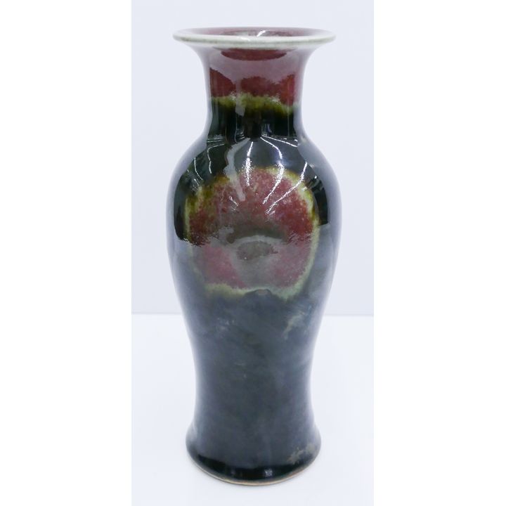 Chinese Qing Peachbloom Splash Black Vase