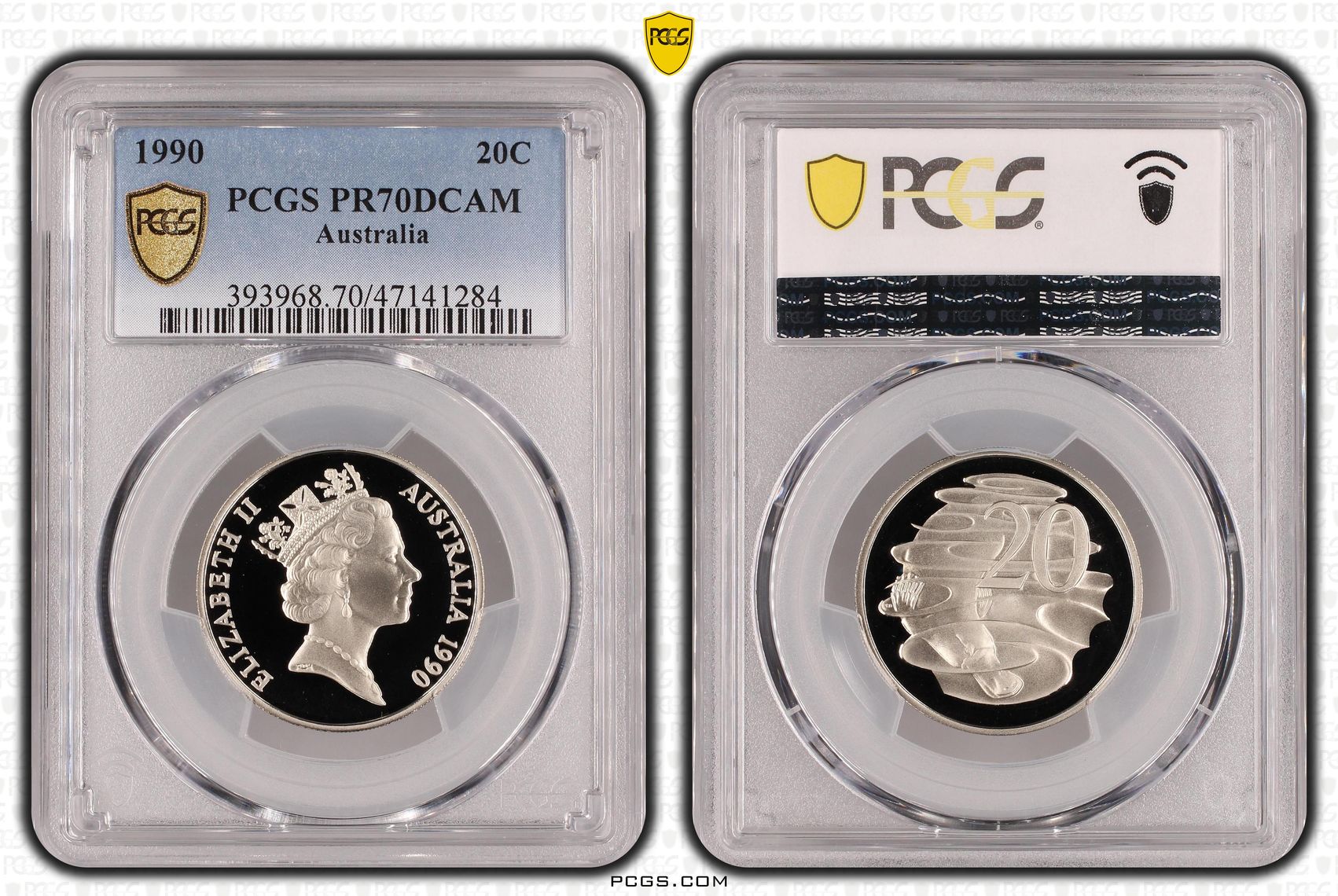 Elizabeth II, Twenty Cent, 1990, PCGS PR70DCAM