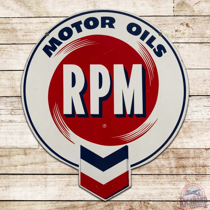 RPM Motor Oils 30" Die Cut Double Sided Tin Sign w/ Hallmark