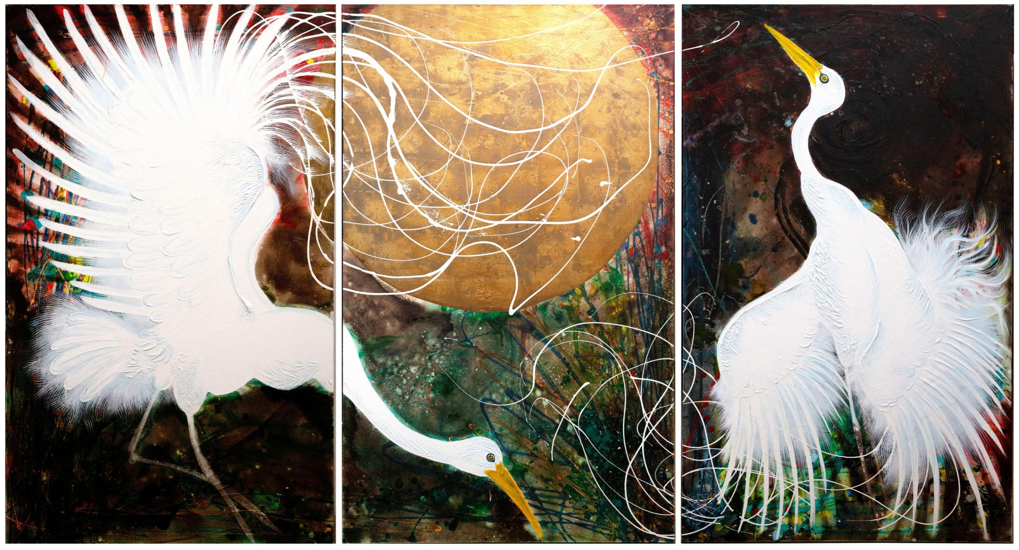 Gav Barbey (1966-), 'Dancing Cranes - The birds of Heaven', 2007,