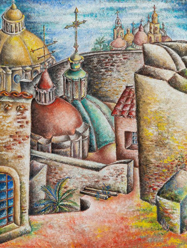 Florence Arquin
(American, 1900-1974)
Untitled (City View with Churches)