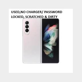 Samsung Galaxy Z Fold3 5G 12GB Ram 256GB ROM - Phantom Silver -bar 8806092655911-(USED,NO CHARGER/ PASSWORD LOCKED, SCRATCHED & DIRTY)-51730/691 HV