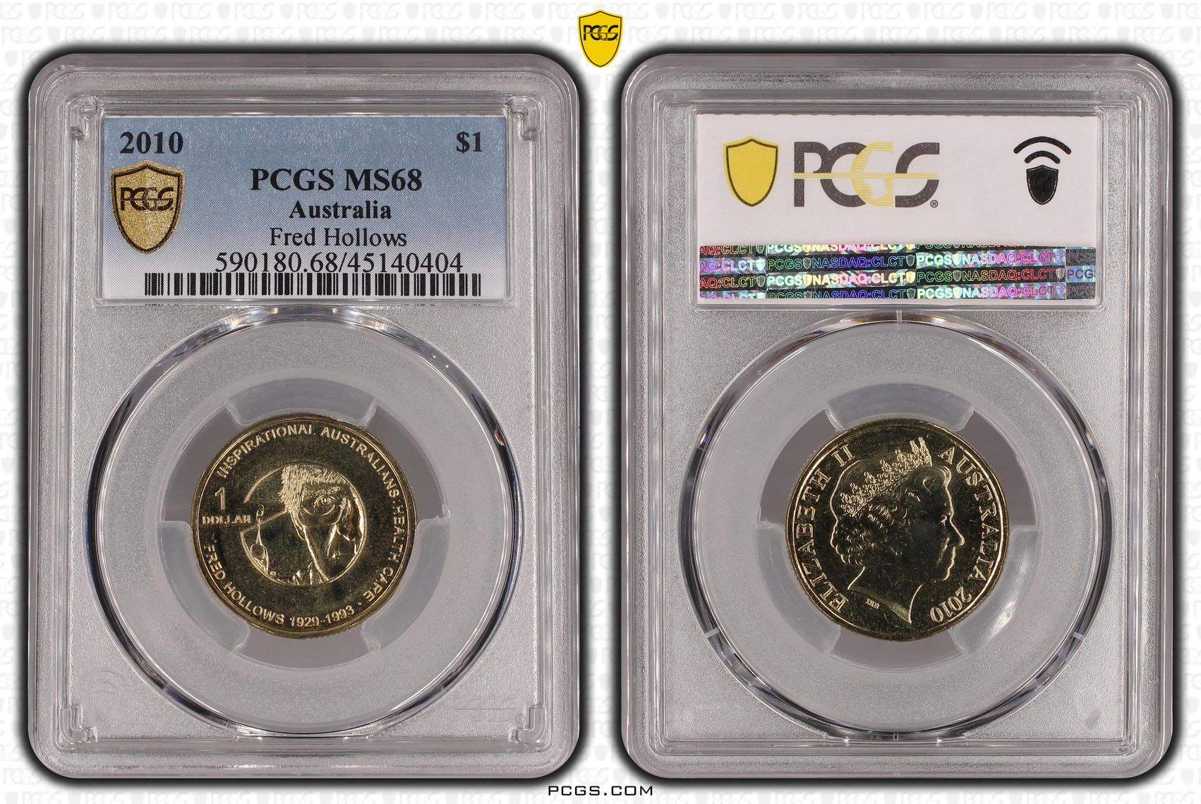 Fred Hollows POP 7/0, One Dollar, 2010, PCGS MS68