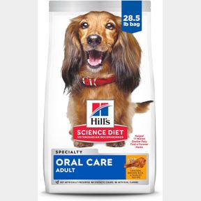 28.5 POUND (PACK OF 1) HILL'S SCIENCE DIET ORAL CARE, ADULT 1-6, PLAQUE & TARTAR BUILDUP SUPPORT, DRY DOG FOOD, CHICKEN, RICE, & B
