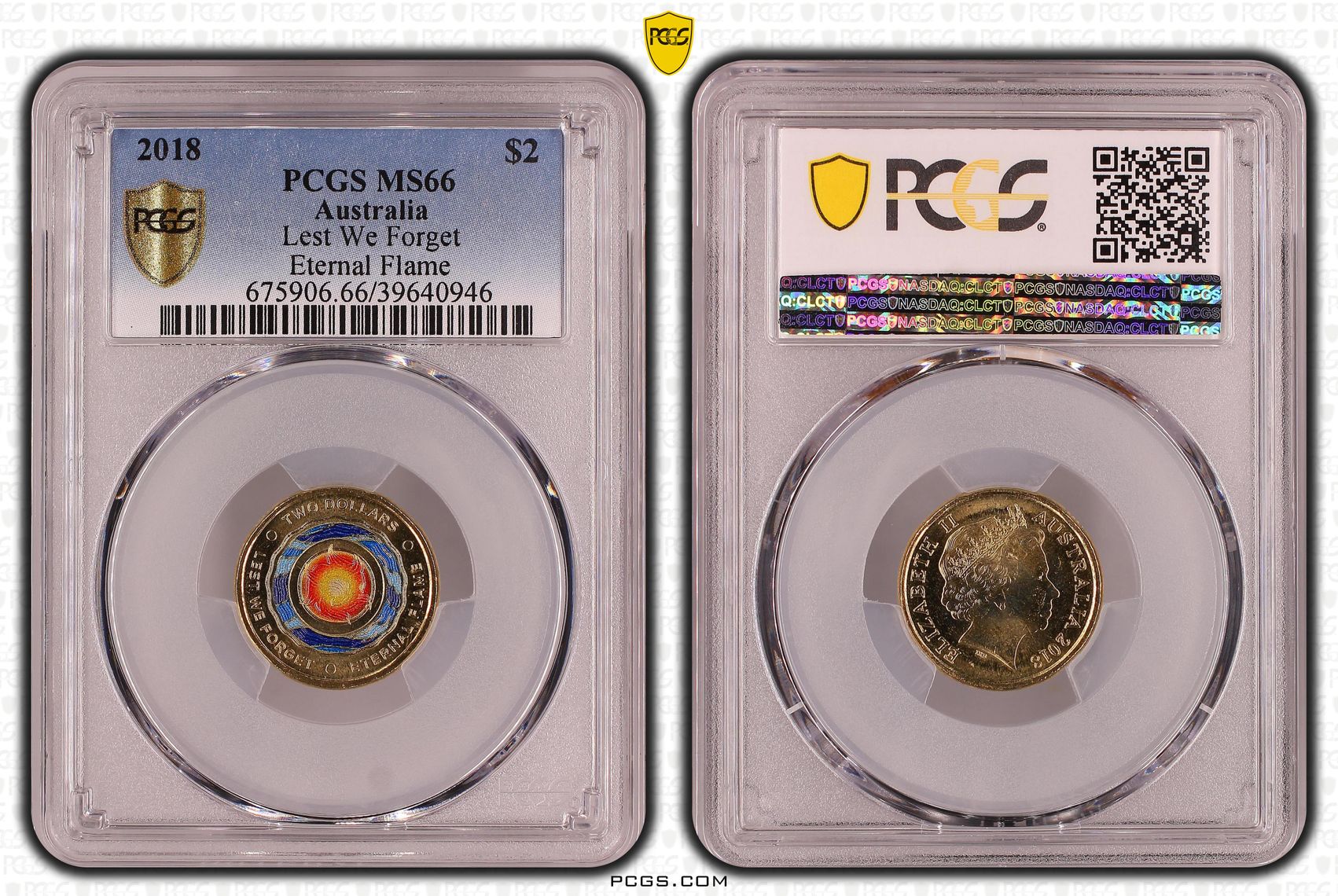 Lest We Forget - Eternal Flame, Two Dollar, 2018, PCGS MS66