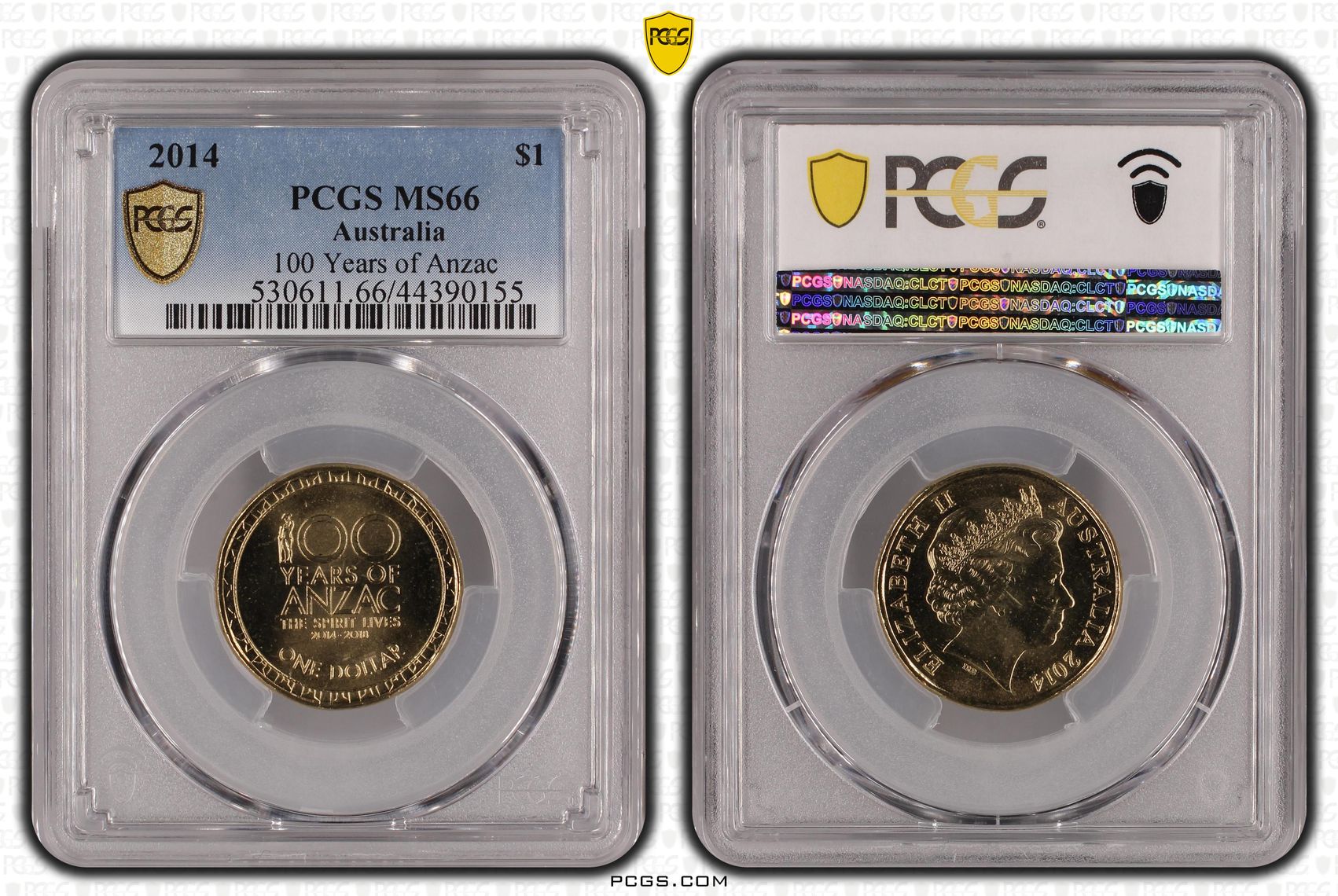 100 Years of Anzac, One Dollar, 2014, PCGS MS66