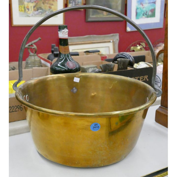 Antique Copper Handled Cooking Pot 14''