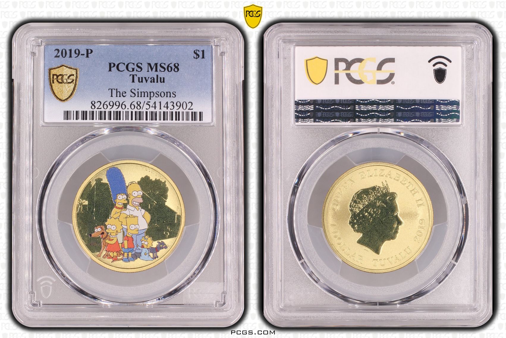 276 · Tuvalu, The Simpsons, One Dollar, 2019-P, PCGS MS68