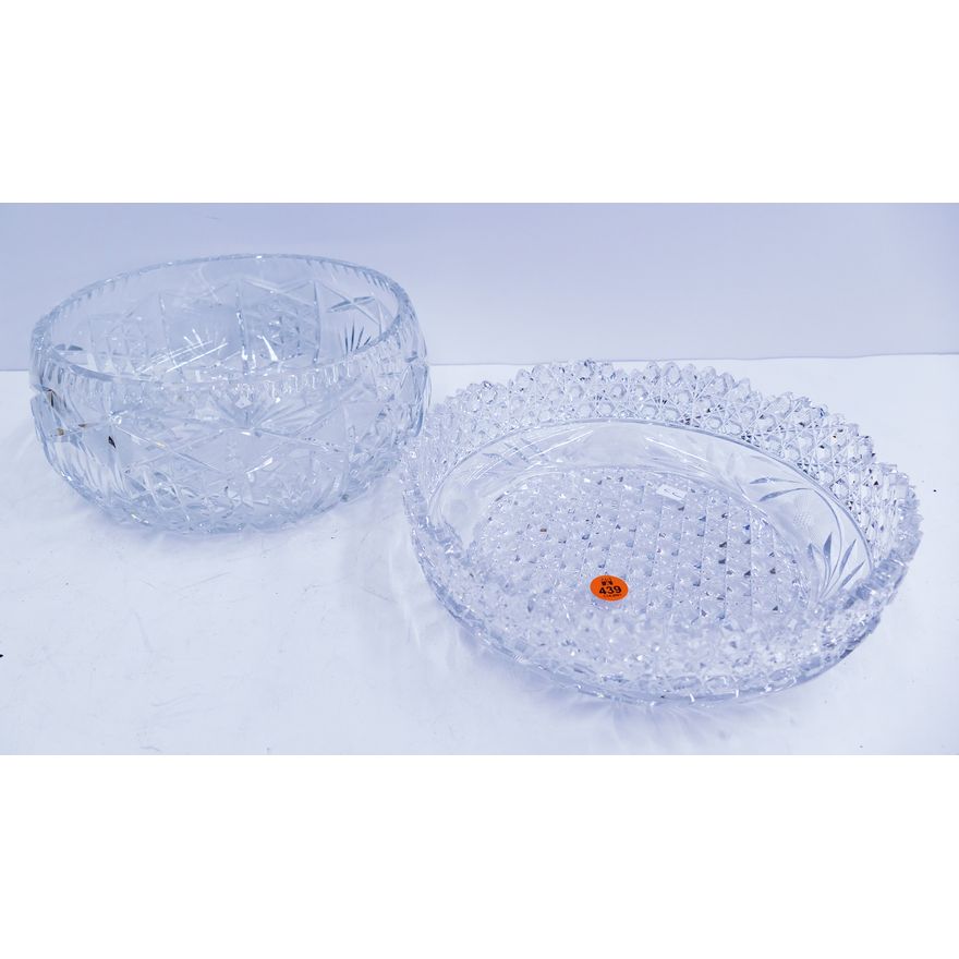 2pc Cut Glass Bowls- 10''