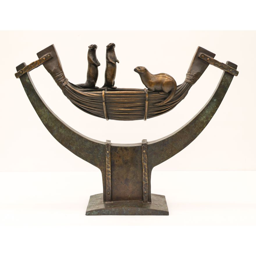 Georgia Gerber ''Otter Basket'' 2003 Bronze Sculpture