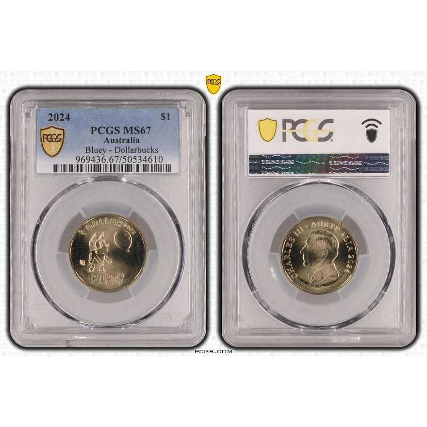 Bluey w/Balloon - Dollarbucks, One Dollar, 2024, PCGS MS67