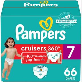 PAMPERS CRUISERS 360 FIT PULL ON DIAPERS, SIZE 7, 66 COUNT, DISPOSABLE DIAPERS WITH STRETCHY WAISTBAND