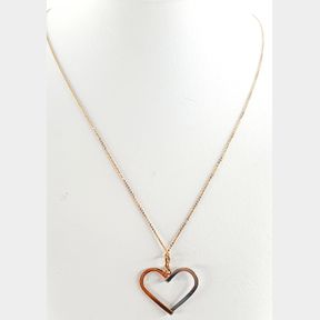 9CT GOLD PLATED & 925 SILVER HEART PENDANT & CHAIN - 51929/10059